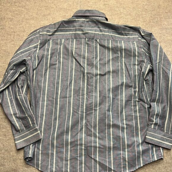 Vintage 90's Manhattan Vertical Stripe Wrinkle-Free Button Down Shirt XXL - Picture 6 of 8
